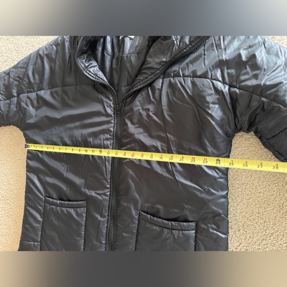 Black Women's Puffer Jacket with Bold Lettering - Picture 7 of 9